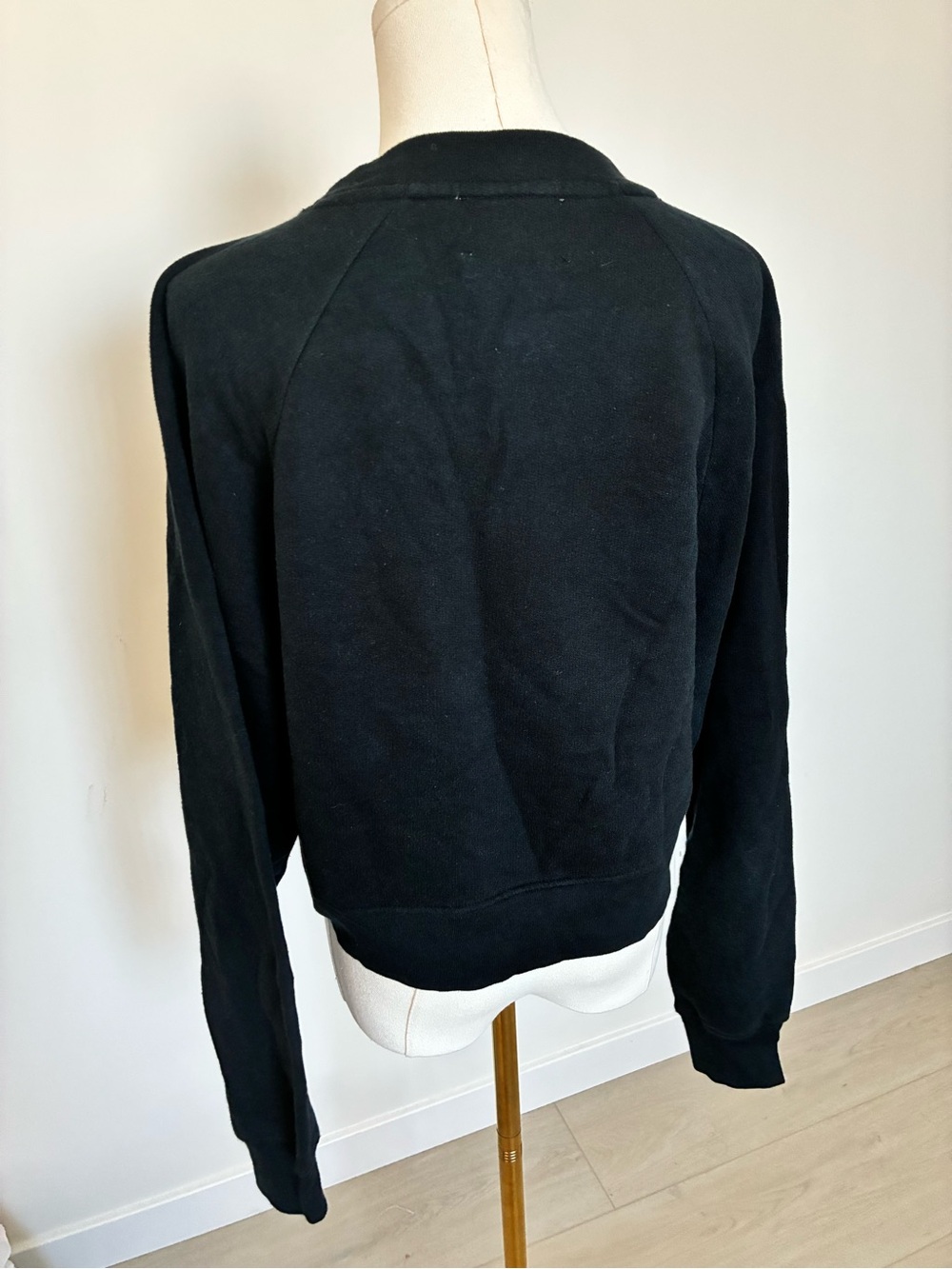 The Kooples Sport Black Crewneck Sweatshirt with Safety Pin Shoulder Detail - Picture 2 of 6